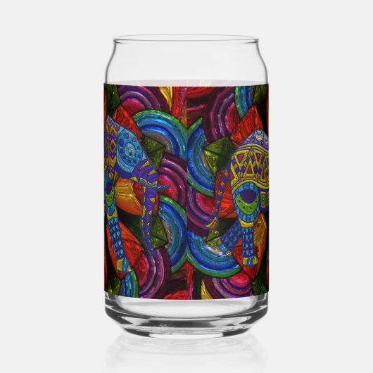 Kleurrijke olifant en Mandala Blikvorm Glas (Links)