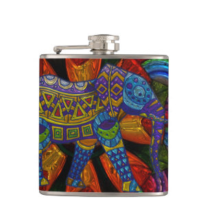 Kleurrijke  olifant en Mandala Heupfles