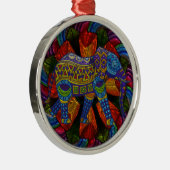 Kleurrijke olifant en Mandala Metalen Ornament (Rechts)