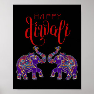 Kleurrijke Olifant Gelukkige Deepavali Diwali Voor Poster