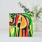 Kleurrijke olifant kaart (Staand voorkant)