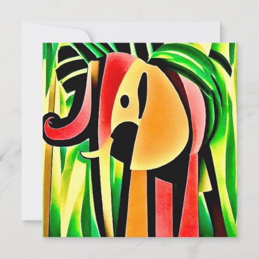Kleurrijke olifant kaart (Voorkant)