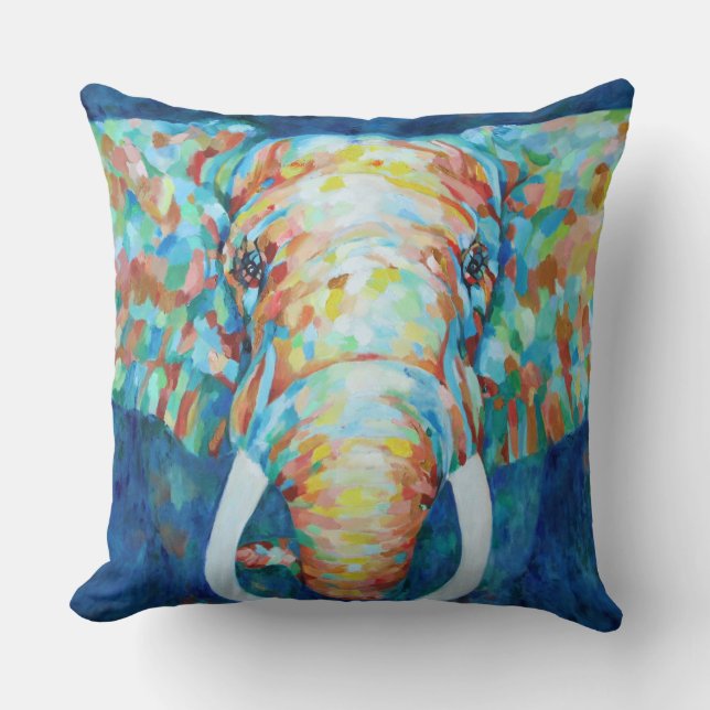 kleurrijke olifant kussen (Voorkant)