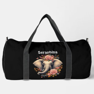 Kleurrijke olifant met florale design plunjezak