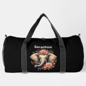 Kleurrijke olifant met florale design plunjezak (Achterkant)