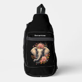 Kleurrijke olifant met florale design sling bag (Voorkant)