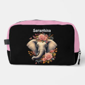 Kleurrijke olifant met florale design toilettasje (Voorkant)