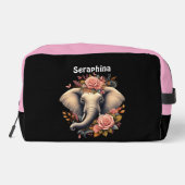 Kleurrijke olifant met florale design toilettasje (Achterkant)