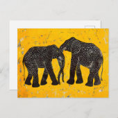 Kleurrijke olifant met gele achtergrond feestdagenkaart (Voorkant / Achterkant)