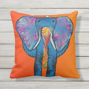 Kleurrijke olifant met rood/Oranje op Pillow Buitenkussen