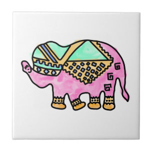 Kleurrijke olifant moderne waterverf tegeltje