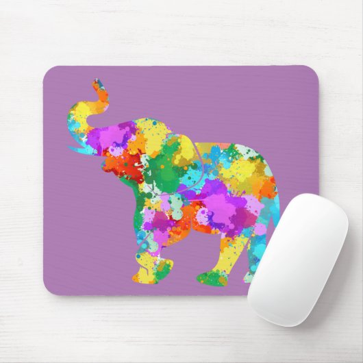Kleurrijke Olifant Mousepad Muismat (Met muis)