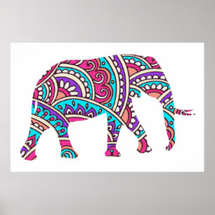 Kleurrijke olifant poster