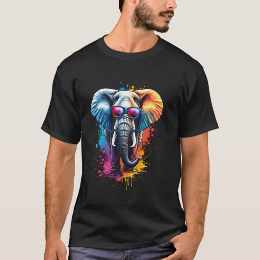 Kleurrijke olifant t-shirt (Voorkant)