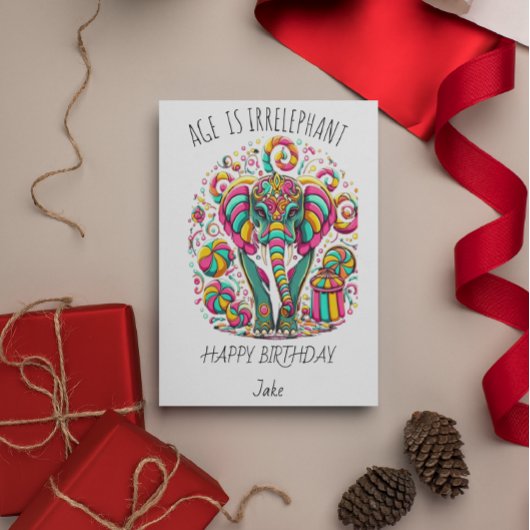 Kleurrijke Olifant Verjaardag Kaart voor een Vroli