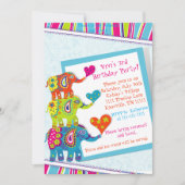 Kleurrijke Olifant Verjaardag Uitnodiging (Voorkant)