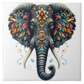 Kleurrijke olifant versierd met ingewikkelde patro tegeltje (Voorkant)