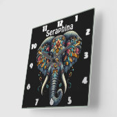 Kleurrijke olifant versierd met ingewikkelde patro vierkante klok (Hoek)