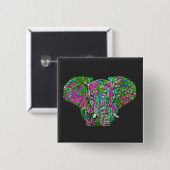 kleurrijke olifant vierkante button 5,1 cm (Voorkant /achterkant)