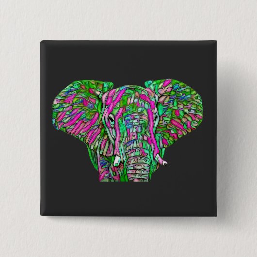 kleurrijke olifant vierkante button 5,1 cm (Voorkant)