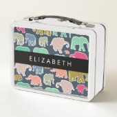 Kleurrijke olifanten, Olifantspatroon, Jouw naam (Achterkant)