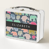 Kleurrijke olifanten, Olifantspatroon, Jouw naam (Voorkant)