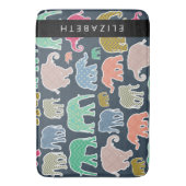 Kleurrijke olifanten, Olifantspatroon, Jouw naam Badmat (Voorkant Verticaal)