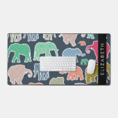 Kleurrijke olifanten, Olifantspatroon, Jouw naam Bureaumat (Keyboard & Muis)