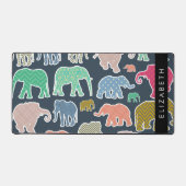 Kleurrijke olifanten, Olifantspatroon, Jouw naam Bureaumat (Voorkant)