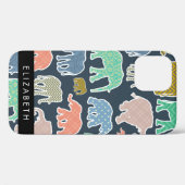 Kleurrijke olifanten, Olifantspatroon, Jouw naam Case-Mate iPhone Case (Achterkant (horizontaal))