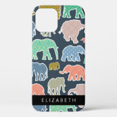 Kleurrijke olifanten, Olifantspatroon, Jouw naam Case-Mate iPhone Case (Achterkant)