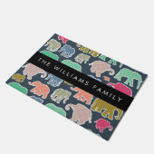 Kleurrijke olifanten, Olifantspatroon, Jouw naam Deurmat (Schuin)