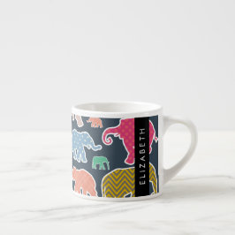 Kleurrijke olifanten, Olifantspatroon, Jouw naam Espresso Kop