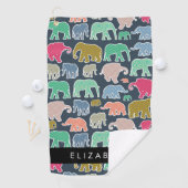 Kleurrijke olifanten, Olifantspatroon, Jouw naam Golfhanddoek (Insitu)