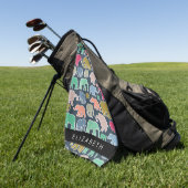 Kleurrijke olifanten, Olifantspatroon, Jouw naam Golfhanddoek (Groen)