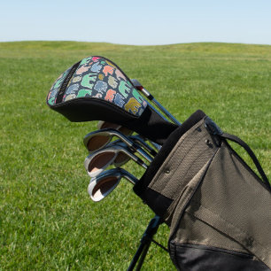 Kleurrijke olifanten, Olifantspatroon, Jouw naam Golfheadcover