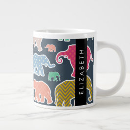 Kleurrijke olifanten, Olifantspatroon, Jouw naam Grote Koffiekop