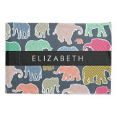 Kleurrijke olifanten, Olifantspatroon, Jouw naam Kussensloop (Achterkant)