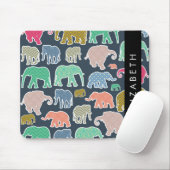 Kleurrijke olifanten, Olifantspatroon, Jouw naam Muismat (Met muis)