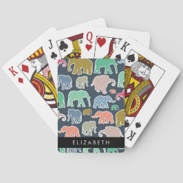 Kleurrijke olifanten, Olifantspatroon, Jouw naam Pokerkaarten