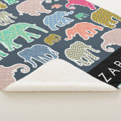 Kleurrijke olifanten, Olifantspatroon, Jouw naam Sherpa Deken (3/4)