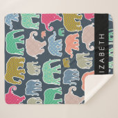 Kleurrijke olifanten, Olifantspatroon, Jouw naam Sherpa Deken (Voorkant (horizontaal))