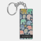 Kleurrijke olifanten, Olifantspatroon, Jouw naam Sleutelhanger (Voorkant Links)