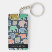 Kleurrijke olifanten, Olifantspatroon, Jouw naam Sleutelhanger (achterkant)