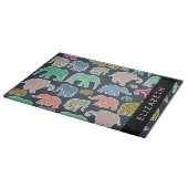 Kleurrijke olifanten, Olifantspatroon, Jouw naam Snijplank (Hoek)