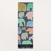 Kleurrijke olifanten, Olifantspatroon, Jouw naam Yogamat (Achterkant)