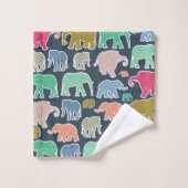 kleurrijke olifanten, patroon van olifanten, zigza bad handdoek (Wasdoekje)