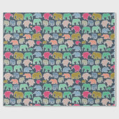 kleurrijke olifanten, patroon van olifanten, zigza cadeaupapier (Vlak)