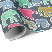 kleurrijke olifanten, patroon van olifanten, zigza cadeaupapier (Rol Hoek)