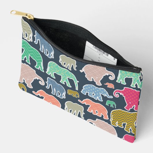 kleurrijke olifanten, patroon van olifanten, zigza etui (Open)